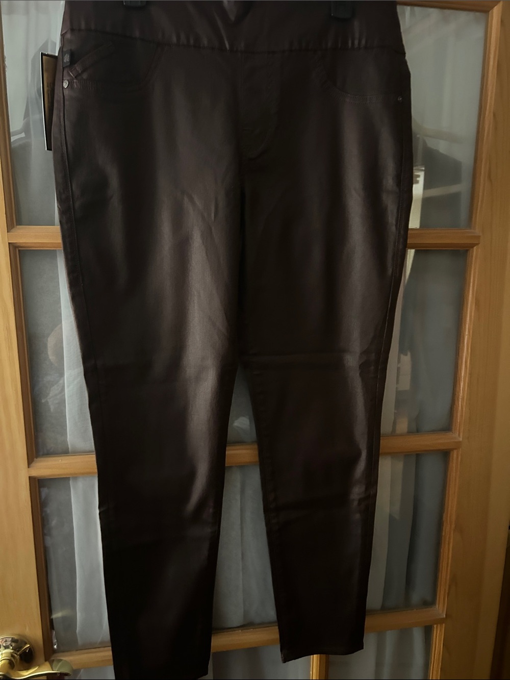 NWT Rock and Faux Leather High-Waist Skinny Pants - Dark Brown